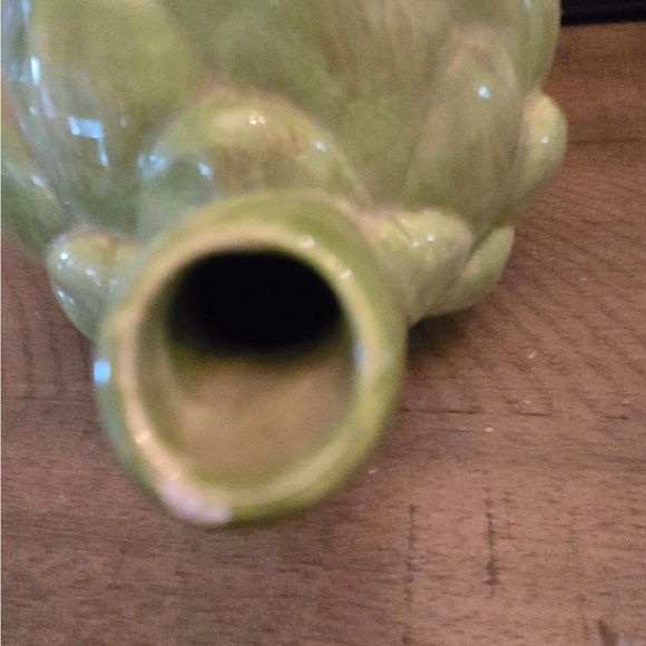 Vtg Teleflora Green Artichoke Teapot with Lid Glazed Approx 5" tall x 9" wide - Picture 4 of 6